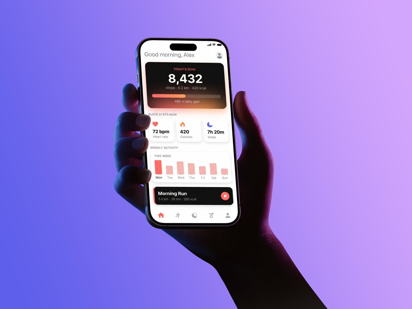 App mockup - PulseTrack mobile app